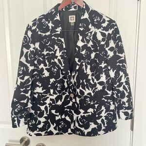 Anne Klein Black and White Floral Blazer